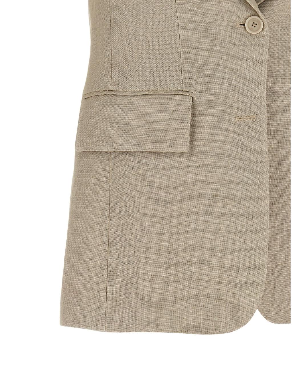 MAX MARA Бежевый льняной жакет/пиджак, фото 4