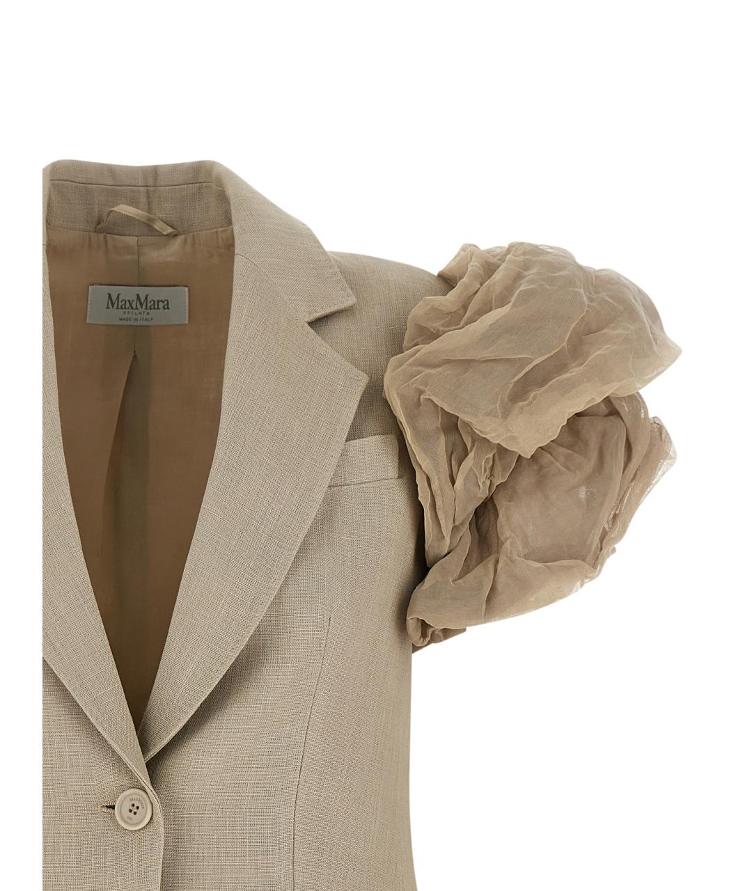 MAX MARA Бежевый льняной жакет/пиджак, фото 3