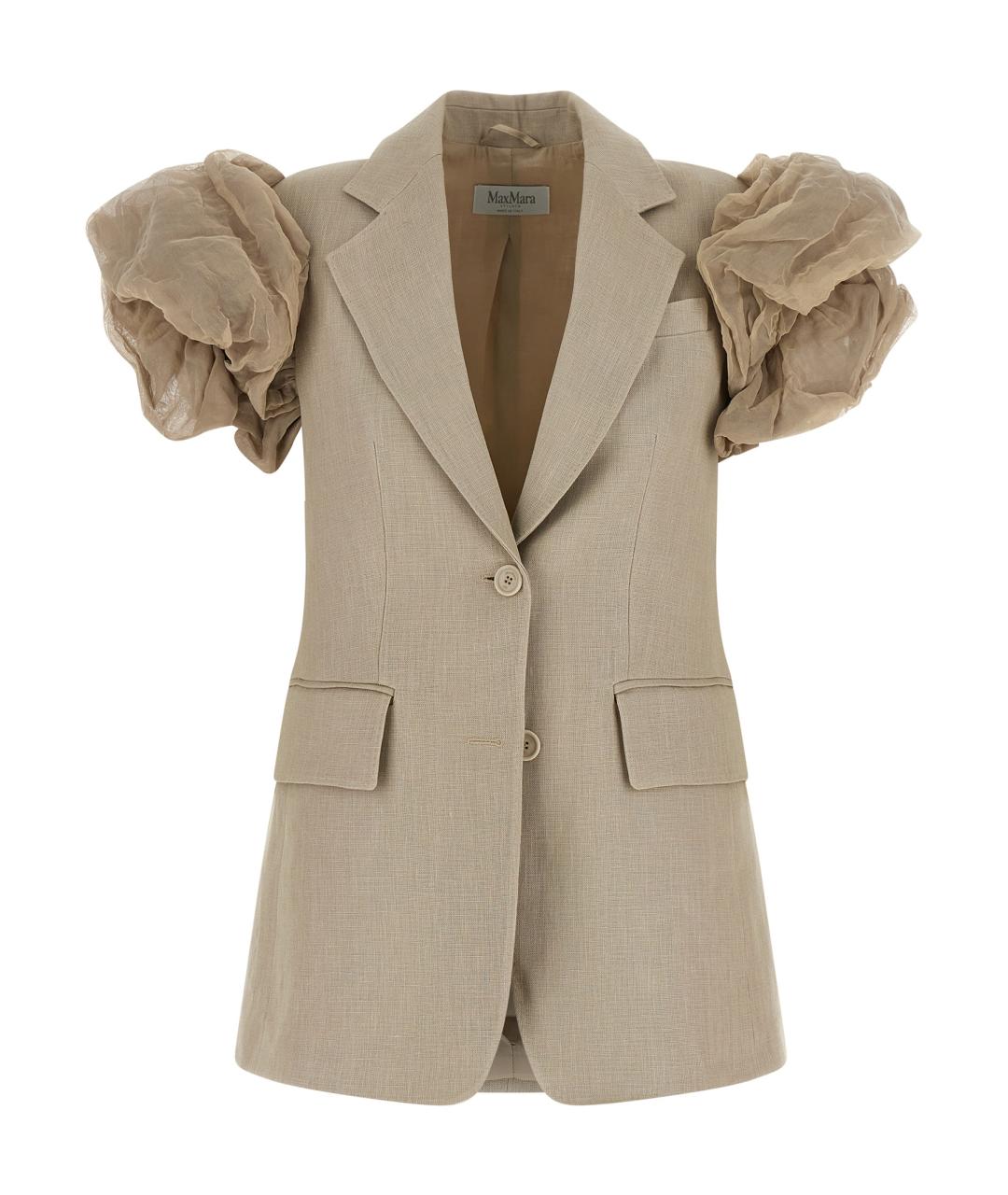 MAX MARA Бежевый льняной жакет/пиджак, фото 1