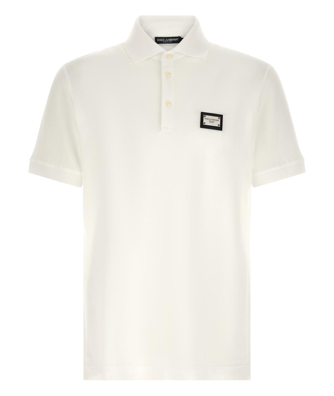 DOLCE&GABBANA Белое хлопковое поло с коротким рукавом, фото 1