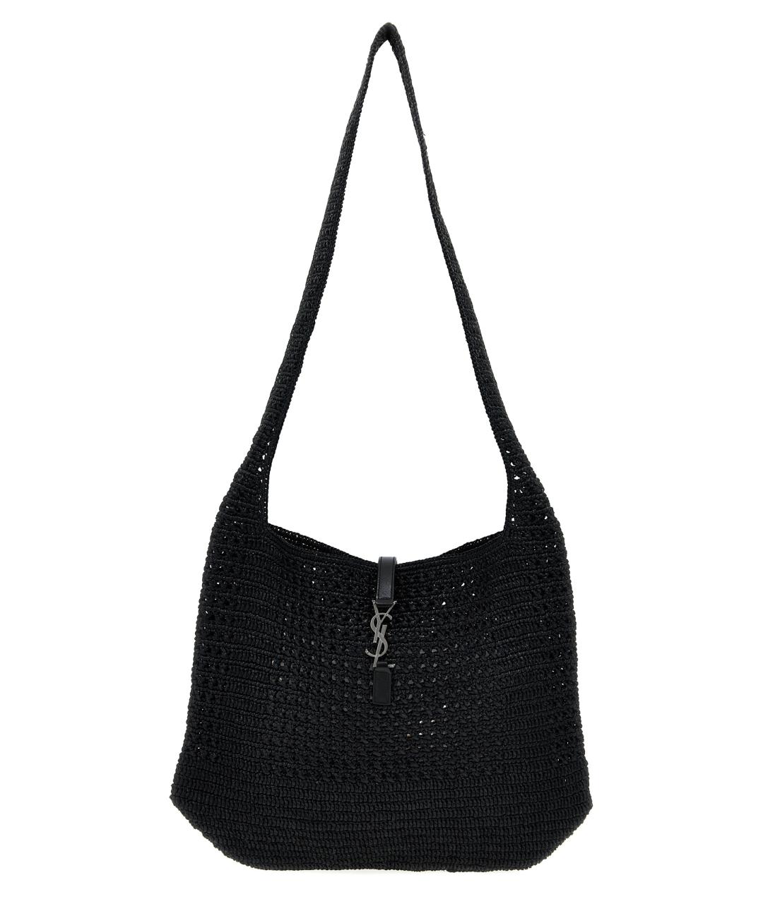 SAINT LAURENT Черная пелетеная сумка тоут, фото 1