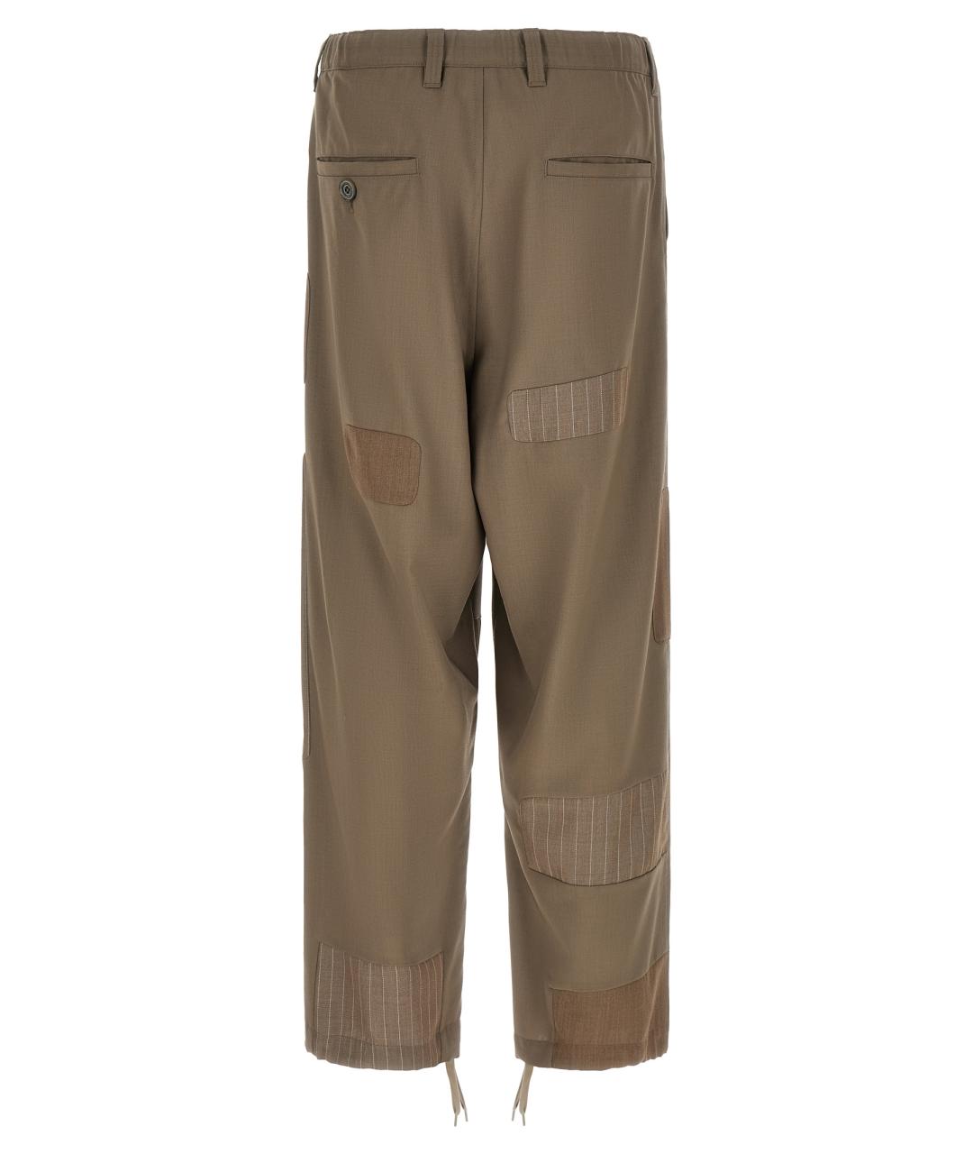 MAISON MIHARA YASUHIRO Коричневые шерстяные повседневные брюки, фото 2