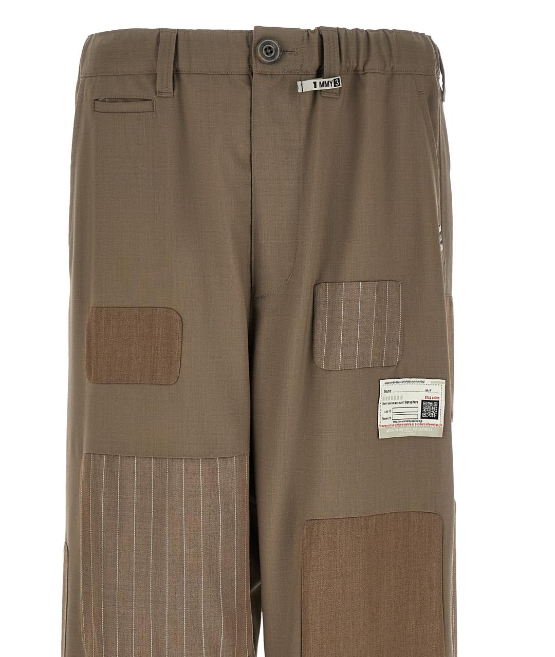 MAISON MIHARA YASUHIRO Коричневые шерстяные повседневные брюки, фото 3