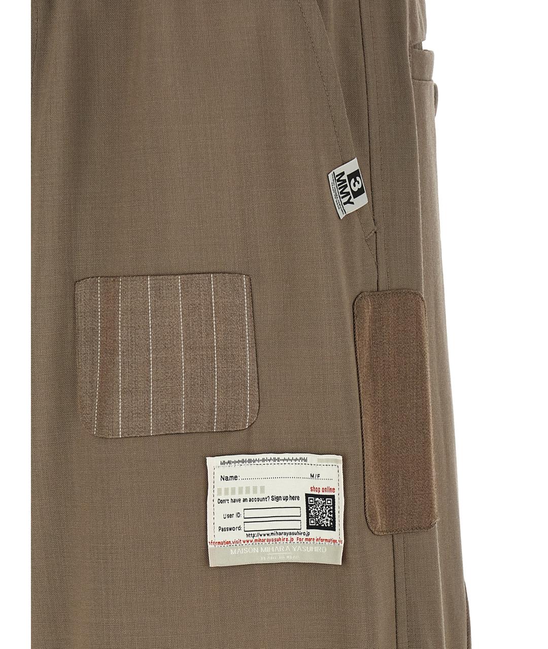 MAISON MIHARA YASUHIRO Коричневые шерстяные повседневные брюки, фото 5