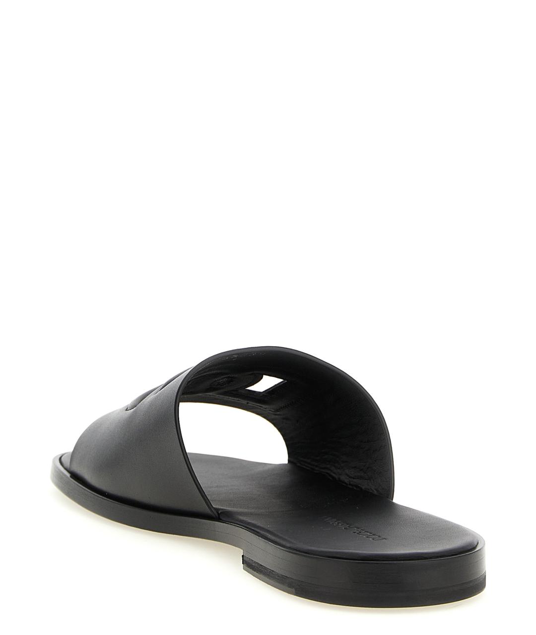 DOLCE&GABBANA Черные кожаные шлепанцы, фото 3