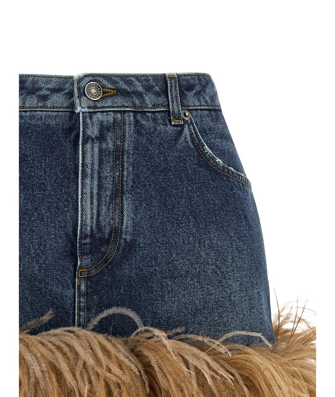 DOLCE&GABBANA Синяя хлопковая юбка мини, фото 3