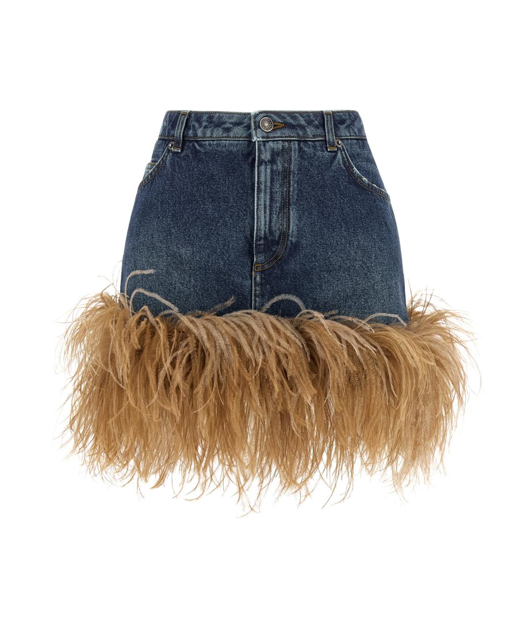 DOLCE&GABBANA Синяя хлопковая юбка мини, фото 1