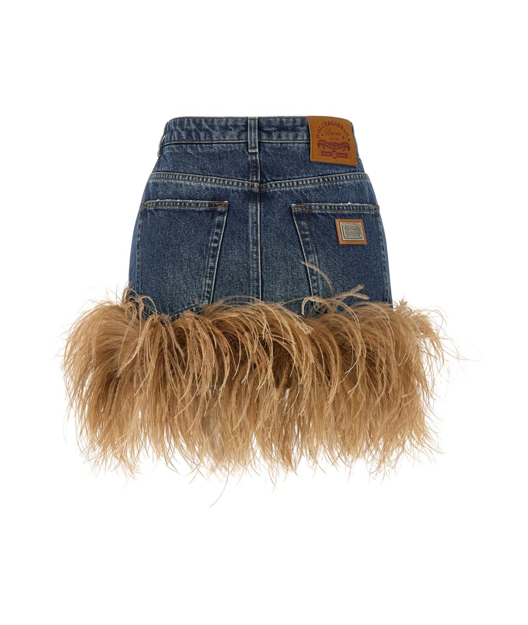 DOLCE&GABBANA Синяя хлопковая юбка мини, фото 2