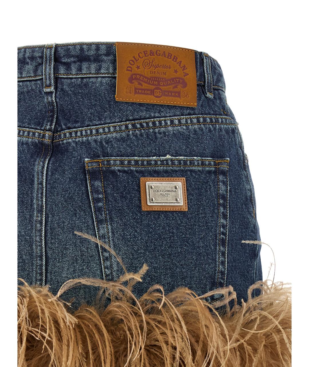 DOLCE&GABBANA Синяя хлопковая юбка мини, фото 4