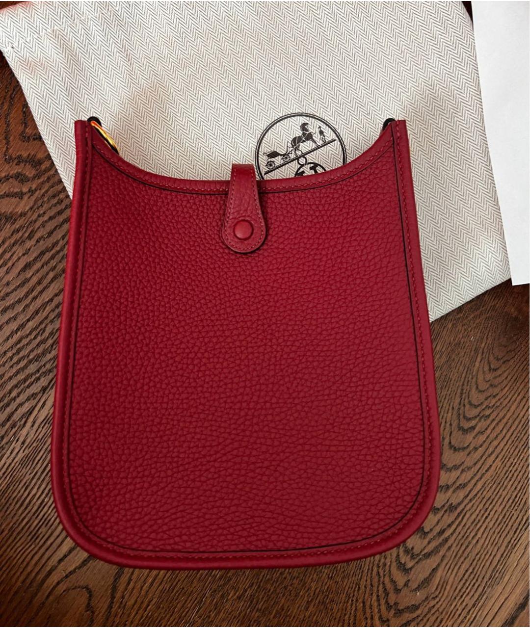 HERMES Бордовая кожаная сумка через плечо, фото 2