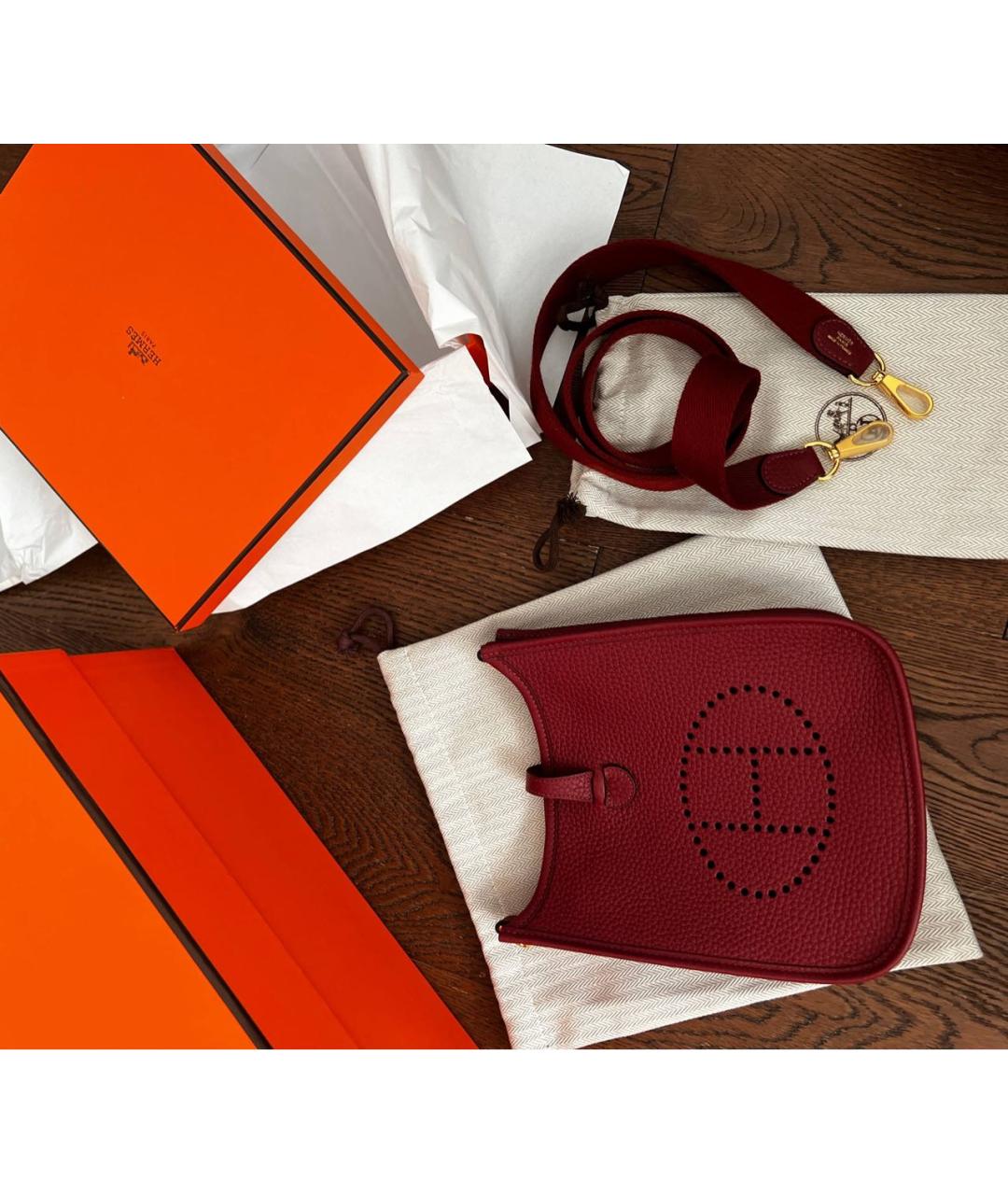 HERMES Бордовая кожаная сумка через плечо, фото 3