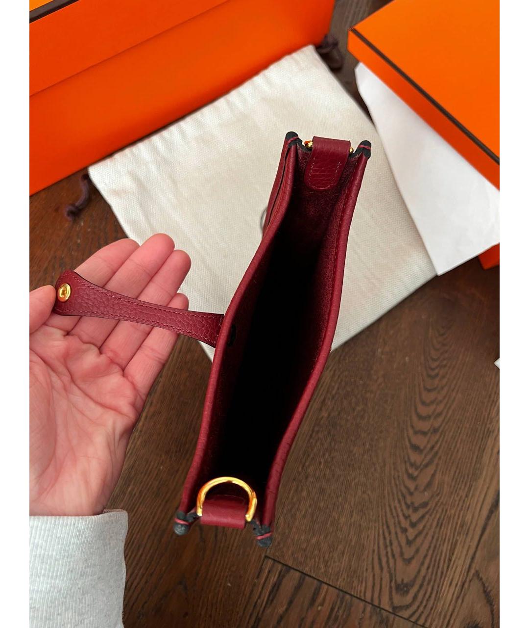 HERMES Бордовая кожаная сумка через плечо, фото 5