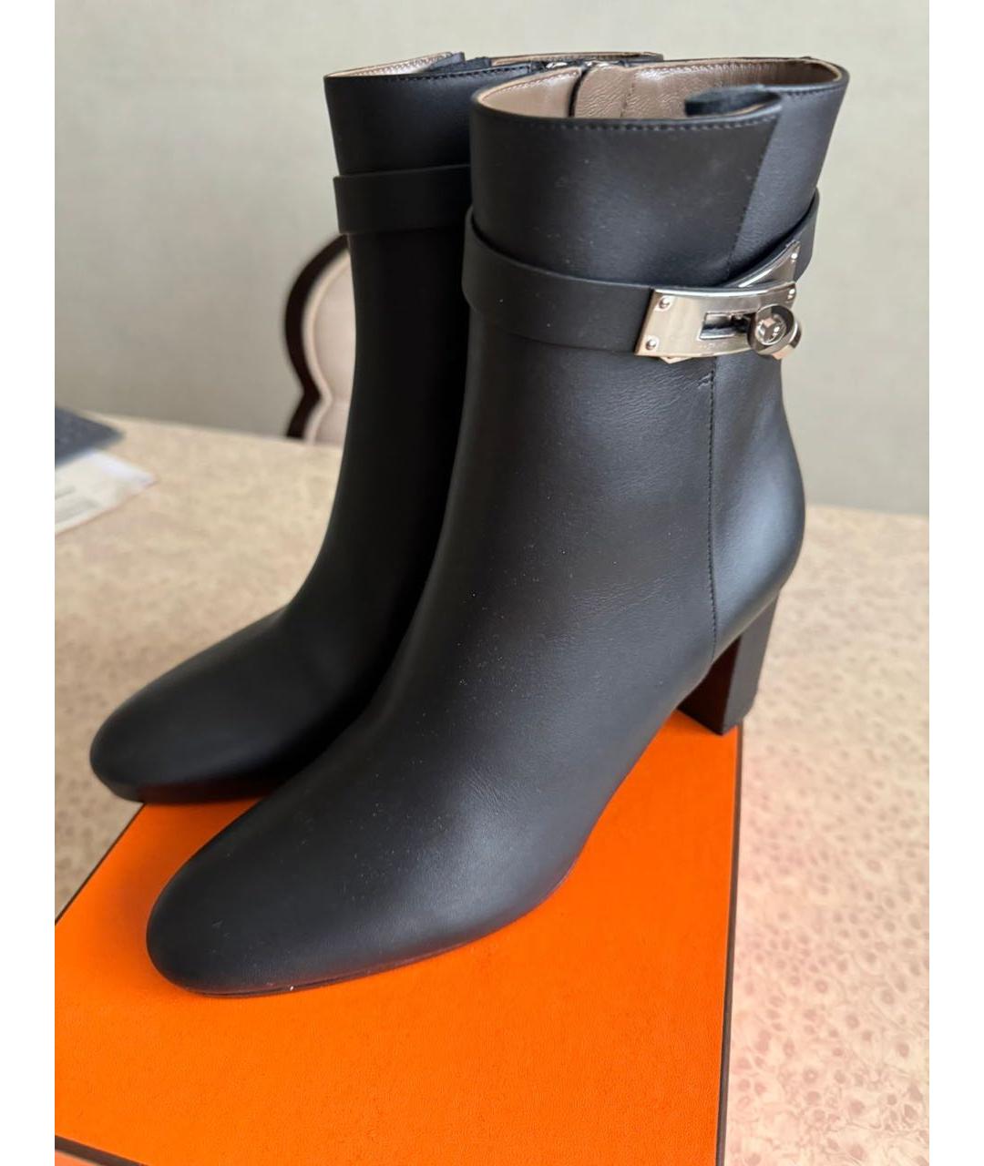 HERMES Черные кожаные ботинки, фото 3
