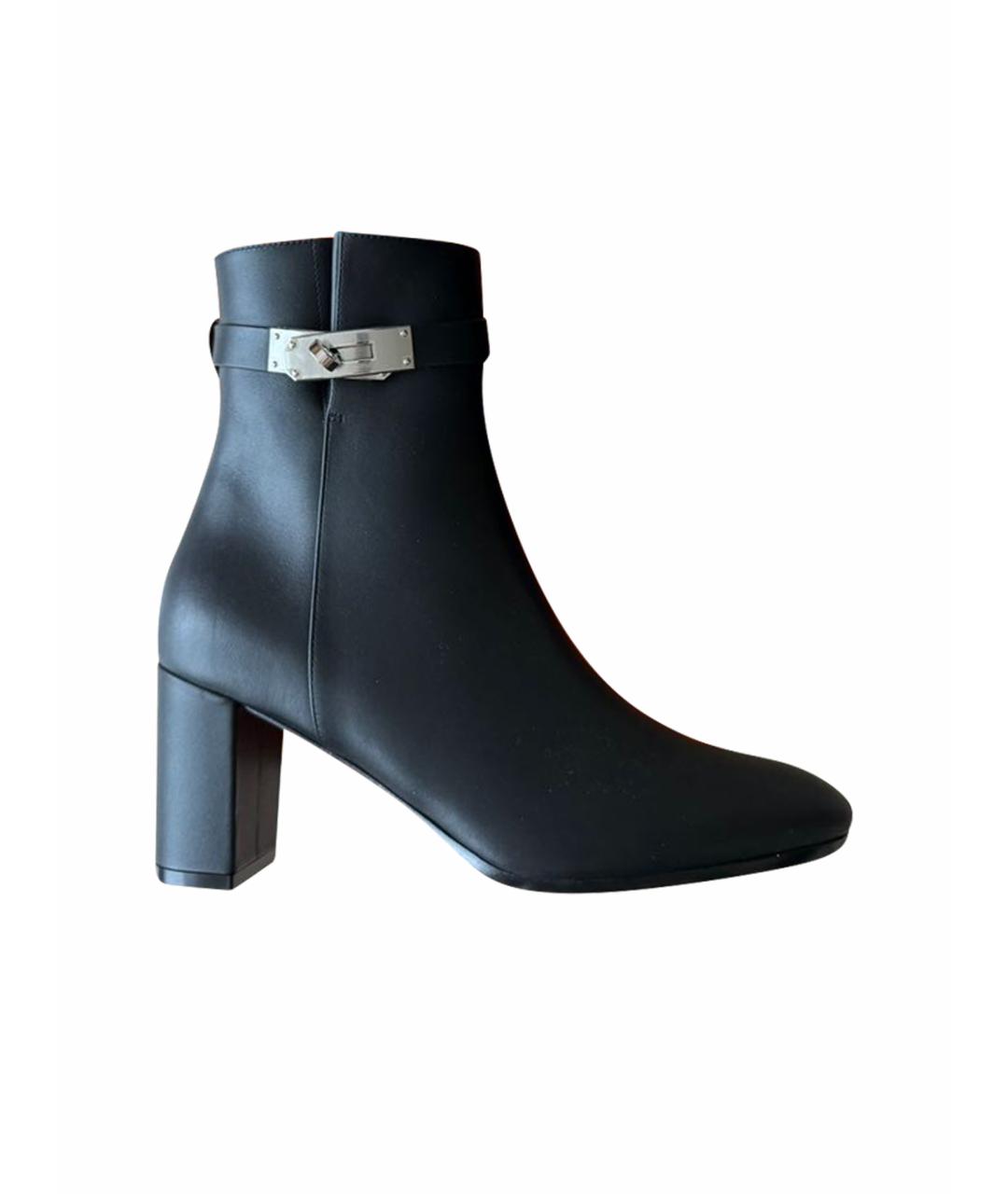 HERMES Черные кожаные ботинки, фото 1