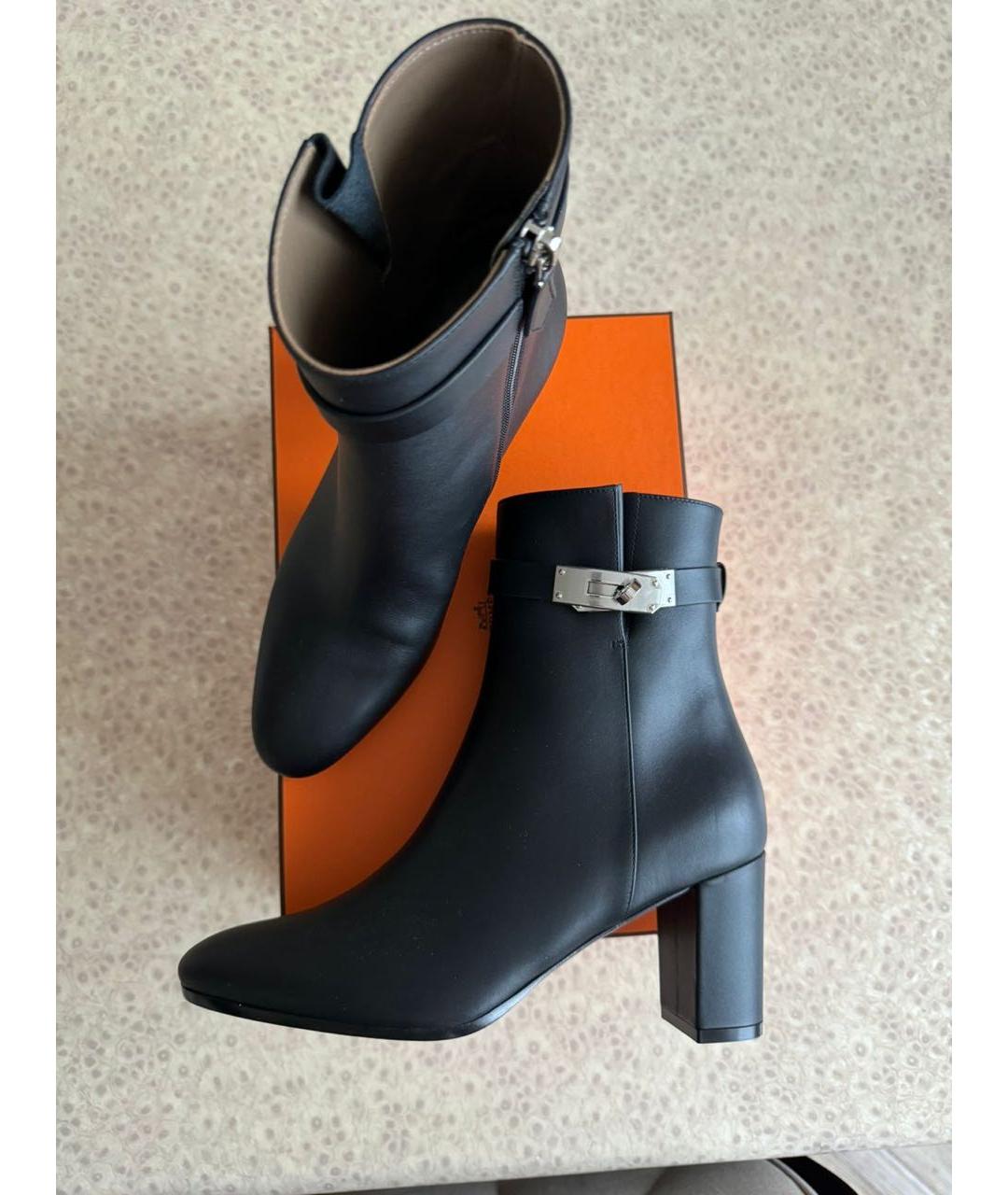 HERMES Черные кожаные ботинки, фото 4