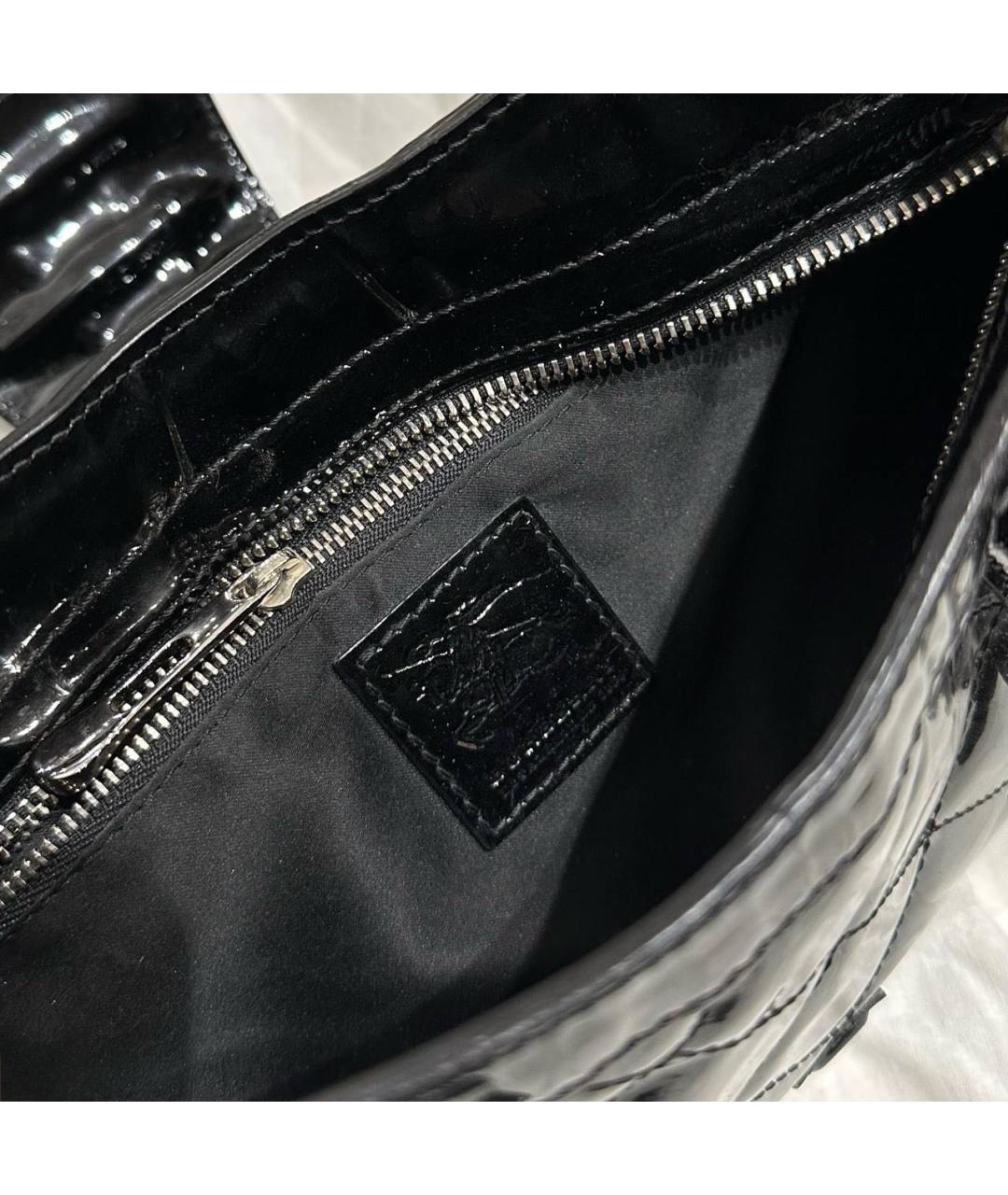 BURBERRY Черная сумка через плечо из лакированной кожи, фото 5