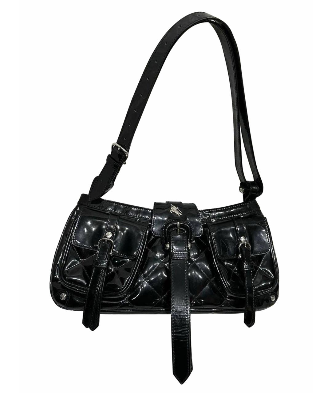 BURBERRY Черная сумка через плечо из лакированной кожи, фото 1