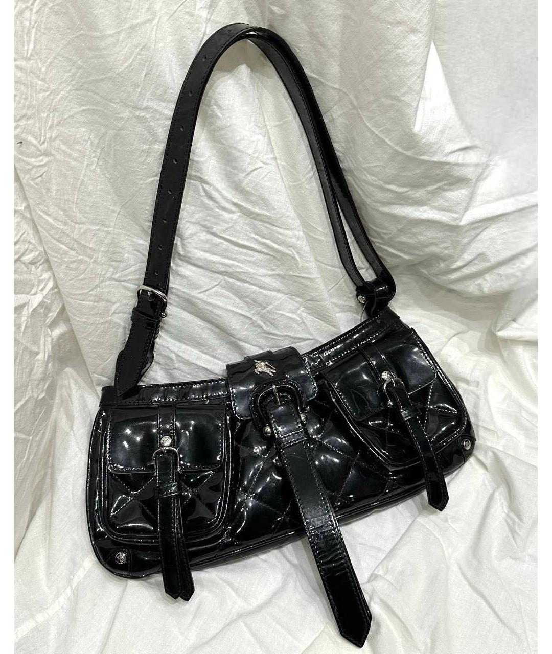 BURBERRY Черная сумка через плечо из лакированной кожи, фото 6