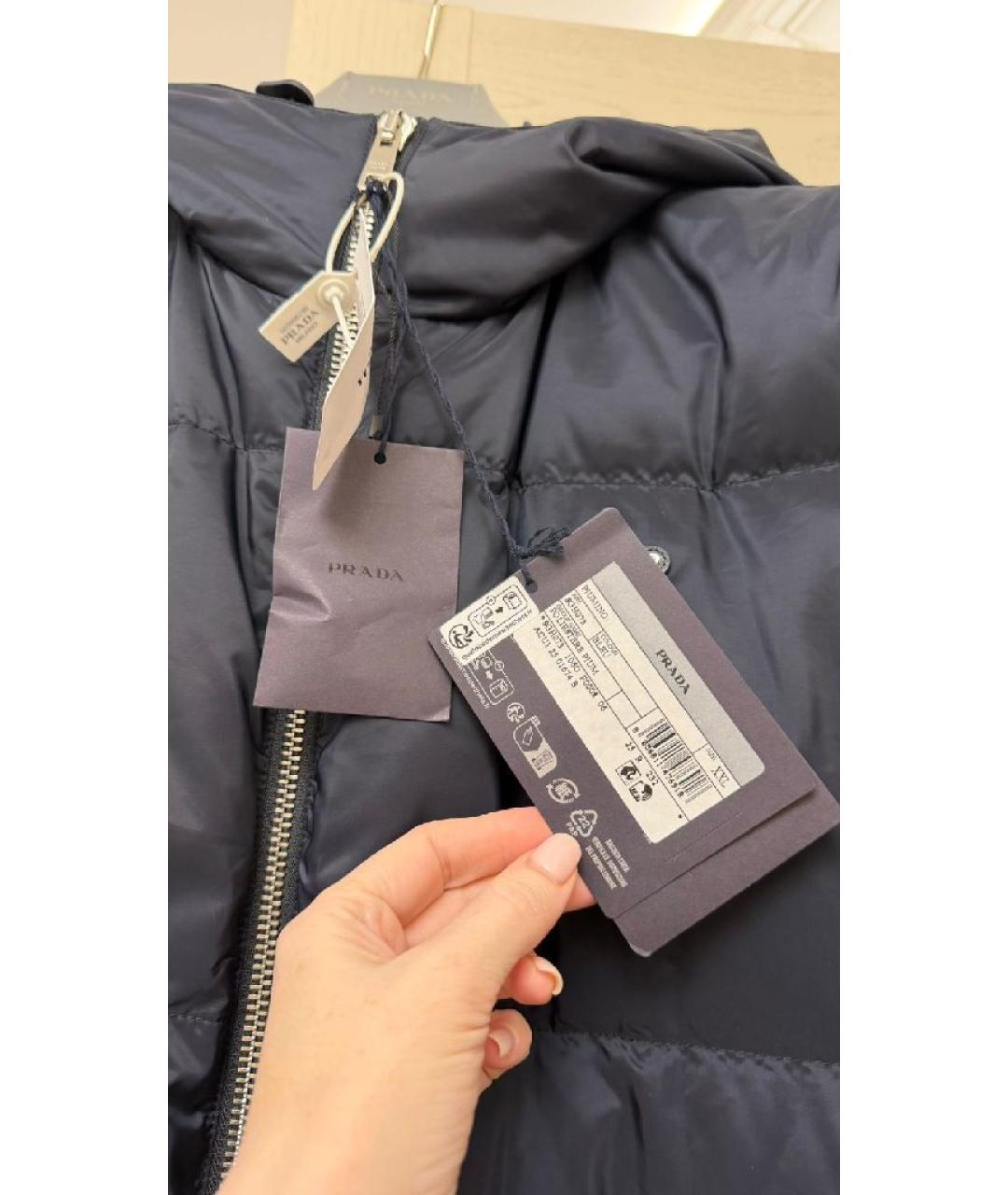 PRADA Темно-синий полиэстеровый пуховик, фото 9