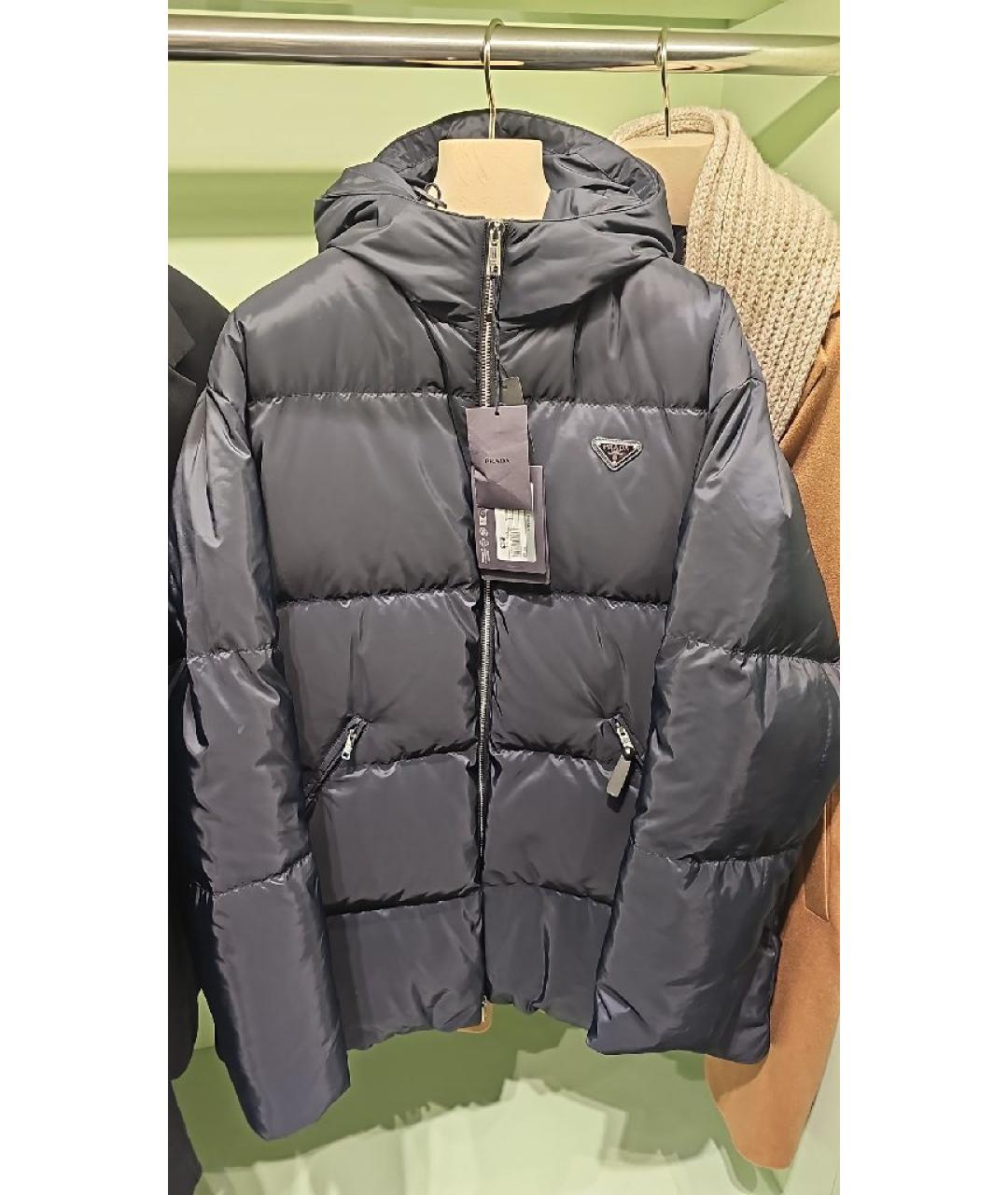 PRADA Темно-синий полиэстеровый пуховик, фото 9