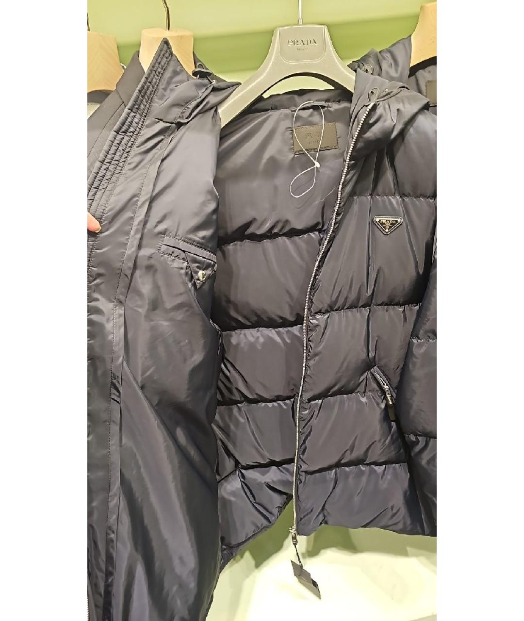 PRADA Темно-синий полиэстеровый пуховик, фото 5