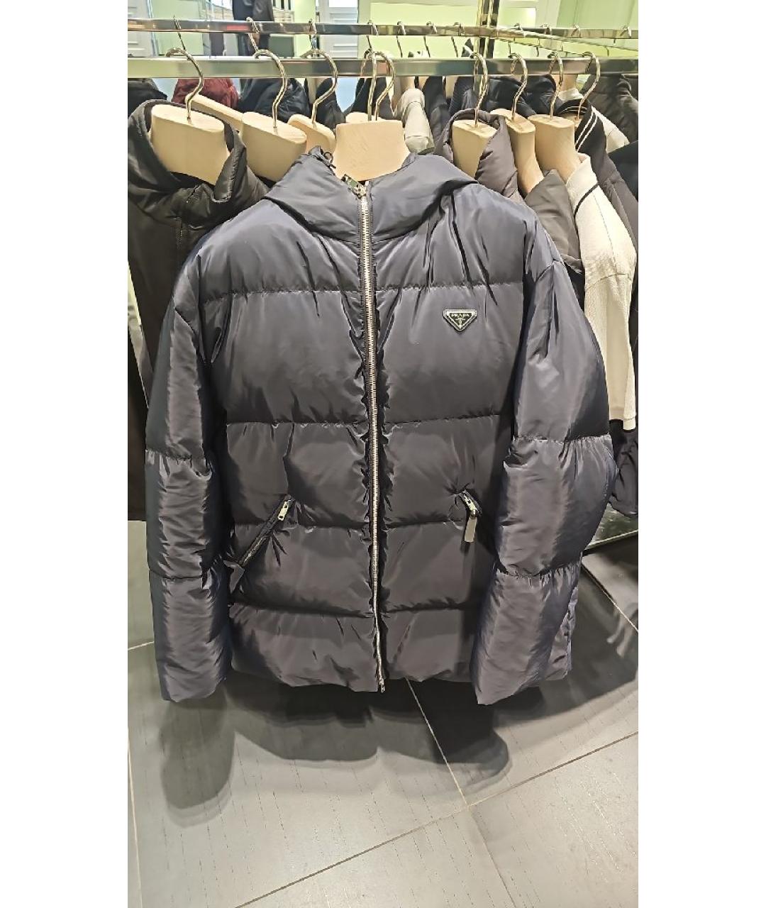 PRADA Темно-синий полиэстеровый пуховик, фото 8