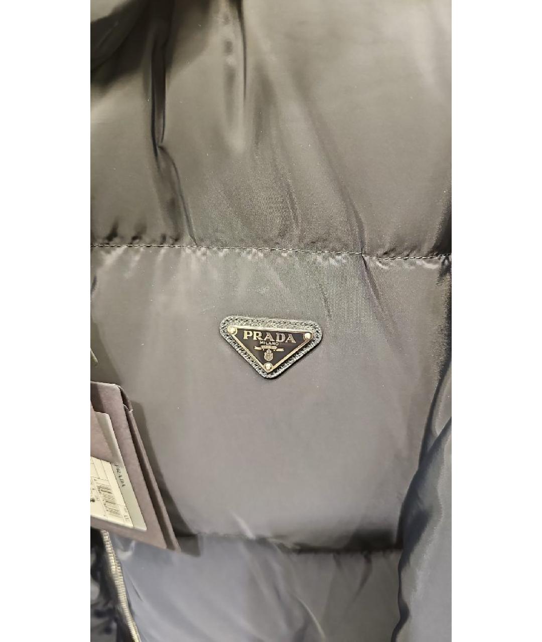 PRADA Темно-синий полиэстеровый пуховик, фото 3