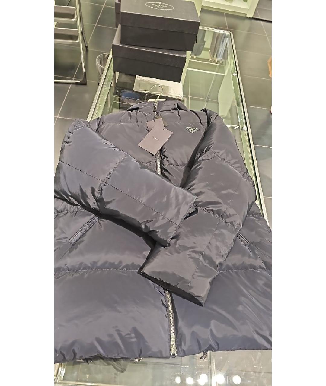 PRADA Темно-синий полиэстеровый пуховик, фото 6