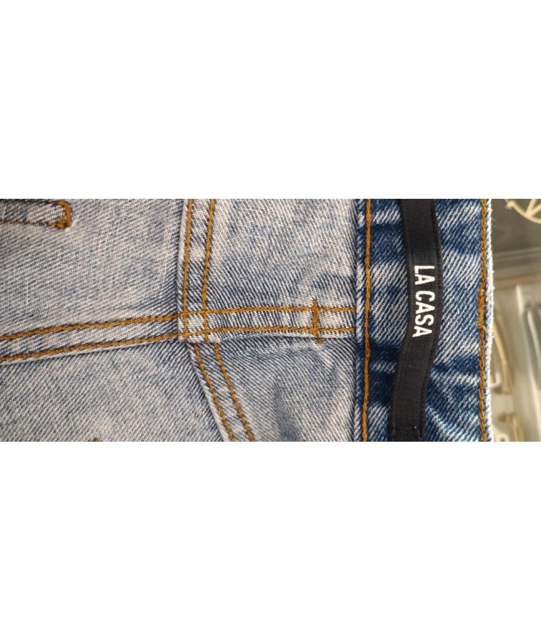 JACQUEMUS Голубые хлопковые прямые джинсы, фото 4