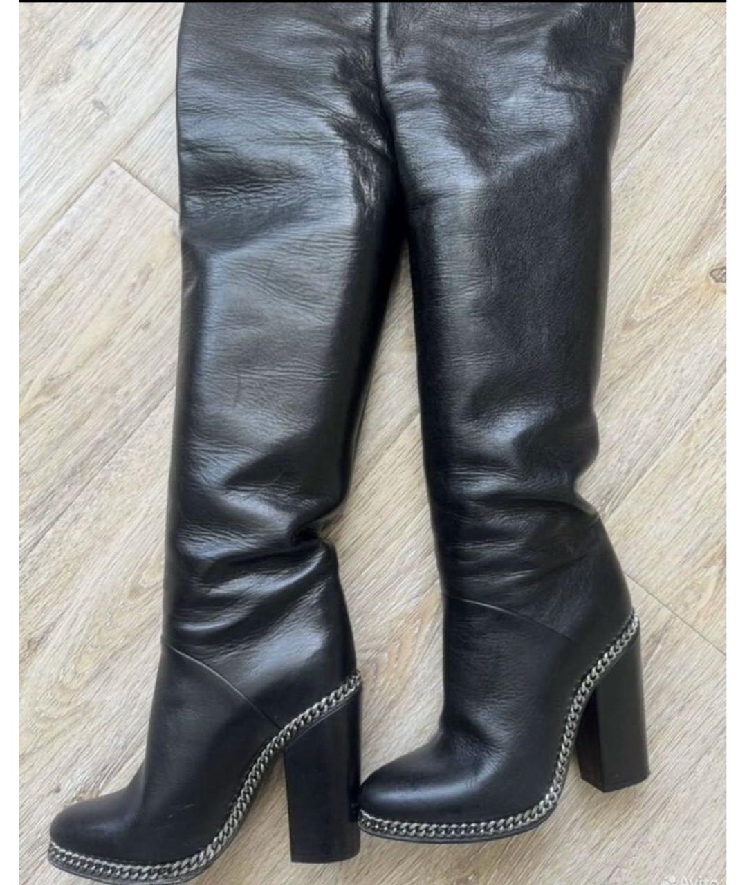 BALMAIN Черные кожаные ботфорты, фото 5