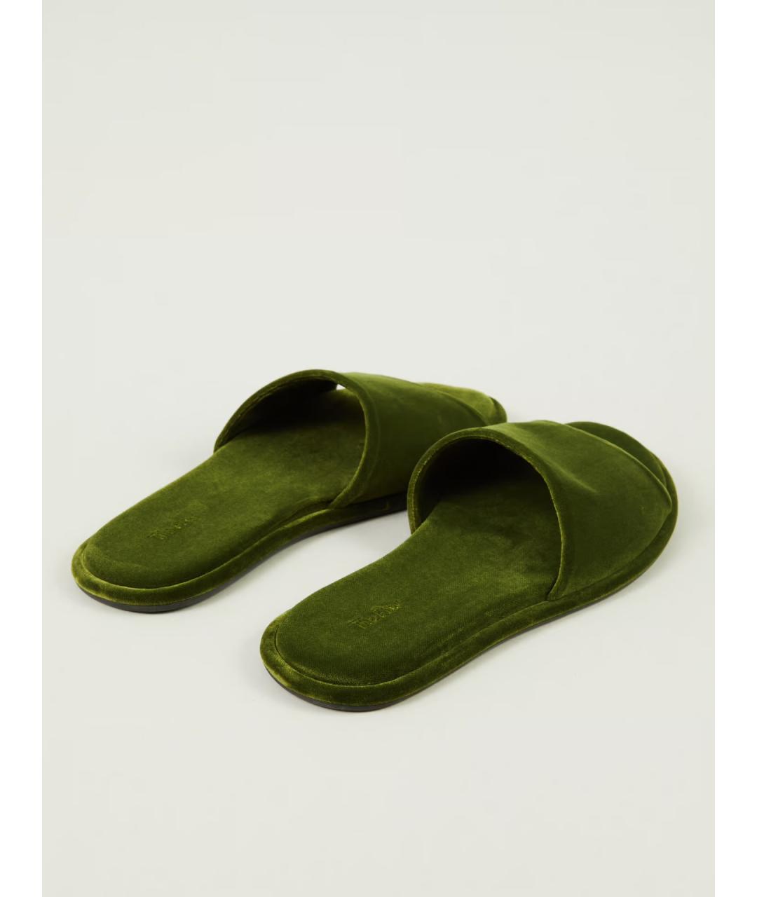 THE ROW Зеленые бархатные шлепанцы, фото 5