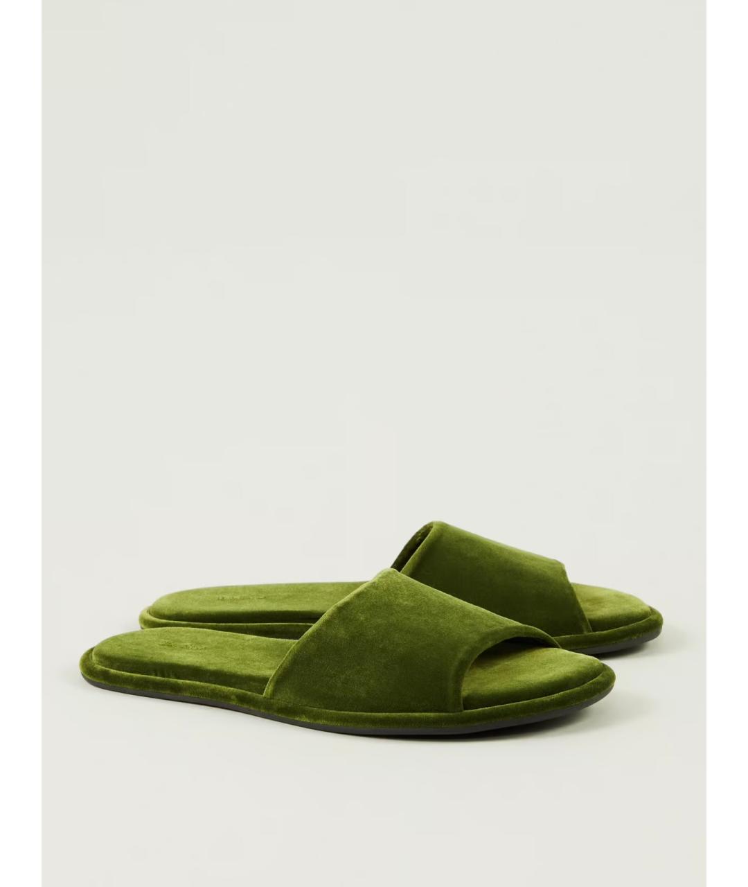 THE ROW Зеленые бархатные шлепанцы, фото 2