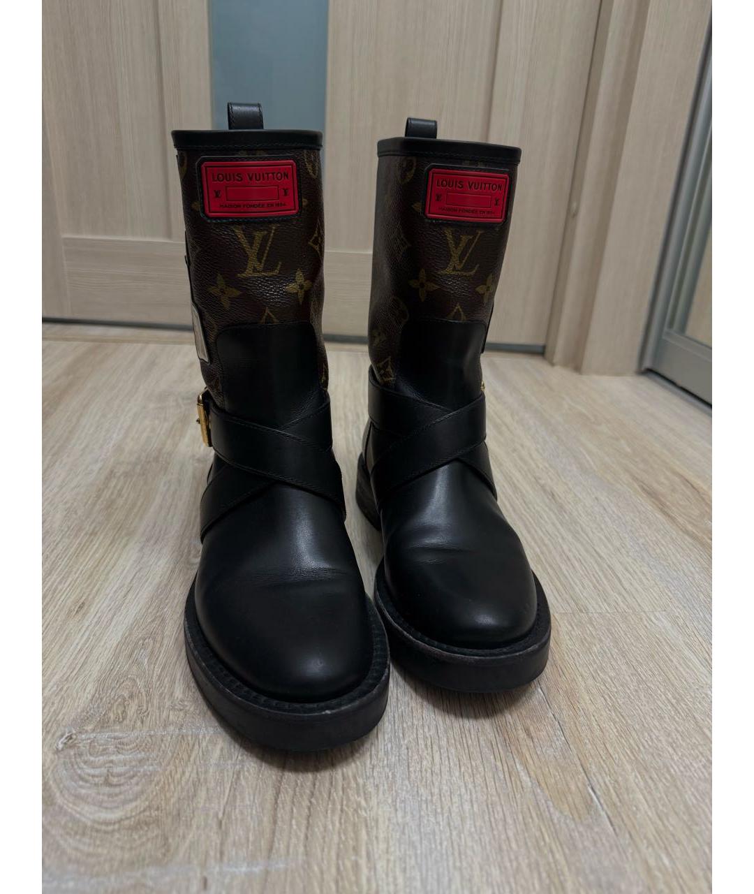 LOUIS VUITTON Черные кожаные ботинки, фото 2