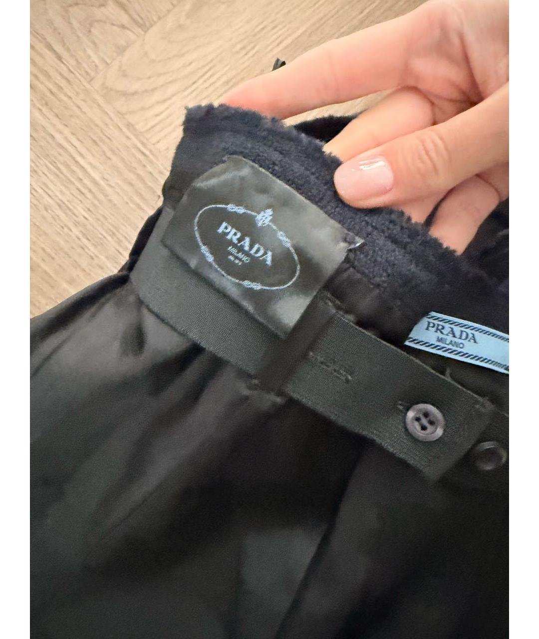 PRADA Темно-синяя шерстяная юбка миди, фото 4