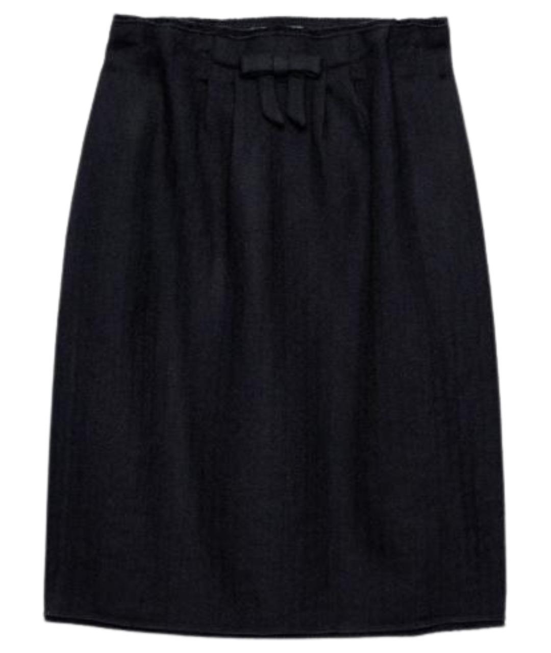 PRADA Темно-синяя шерстяная юбка миди, фото 1
