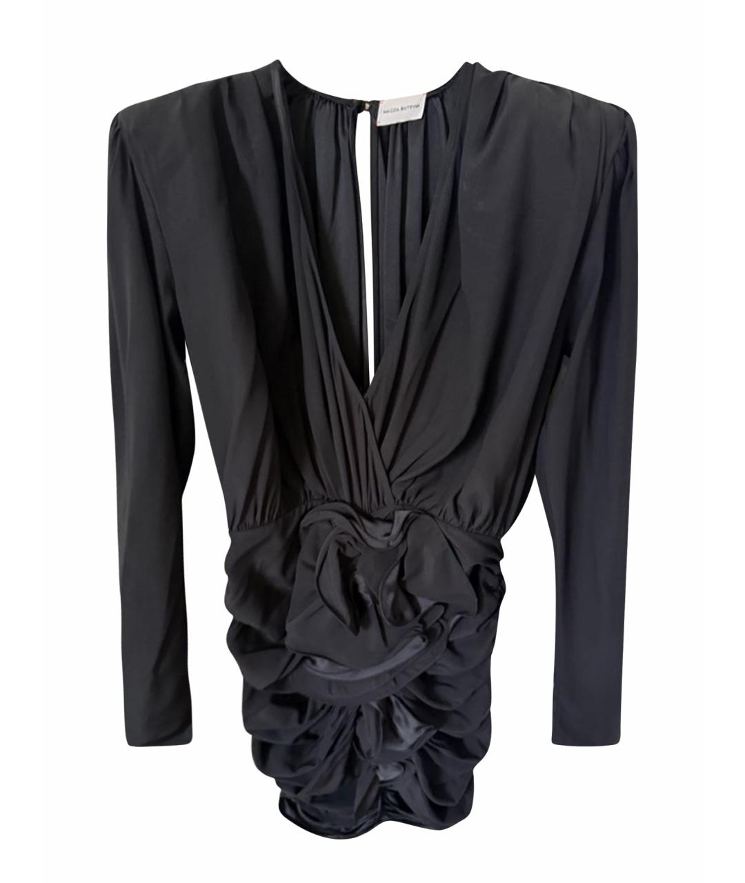 MAGDA BUTRYM Черное шелковое коктейльное платье, фото 1