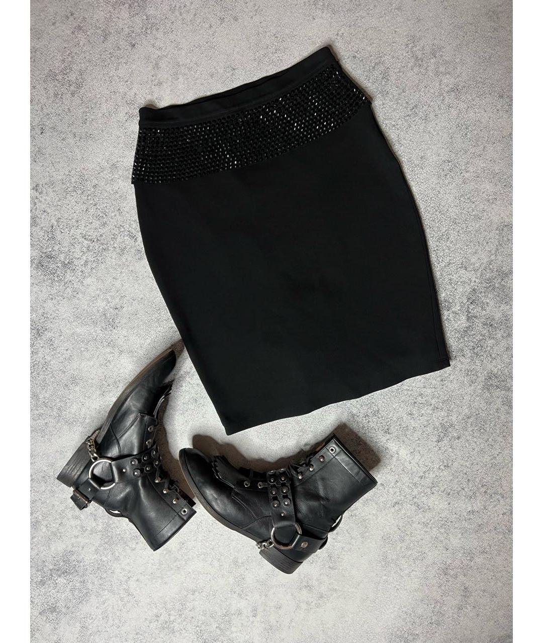 PHILIPP PLEIN Черная вискозная юбка миди, фото 3