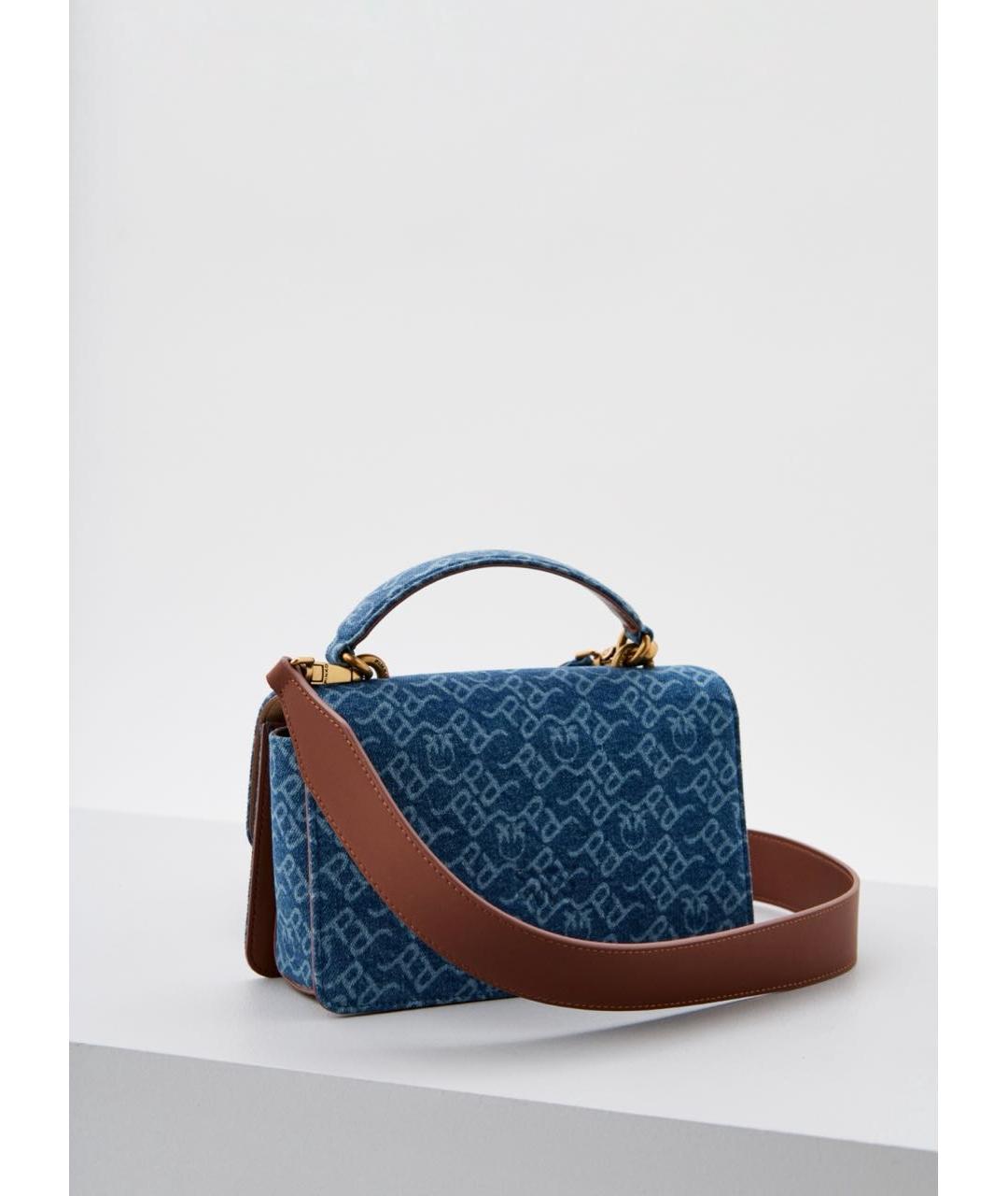 PINKO Голубая деним сумка с короткими ручками, фото 2