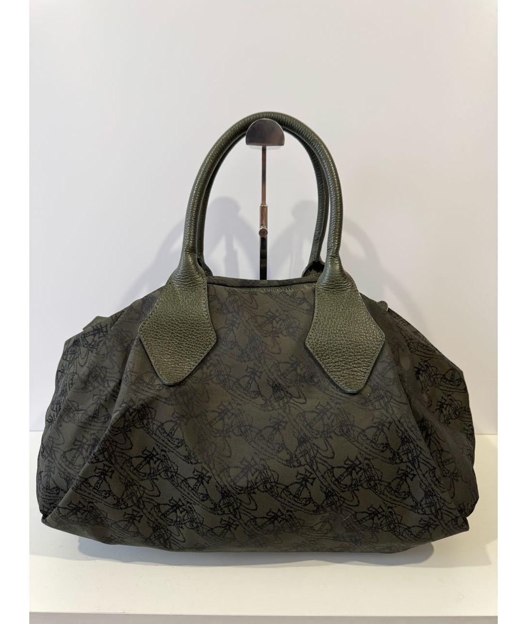 VIVIENNE WESTWOOD Зеленая тканевая сумка тоут, фото 9