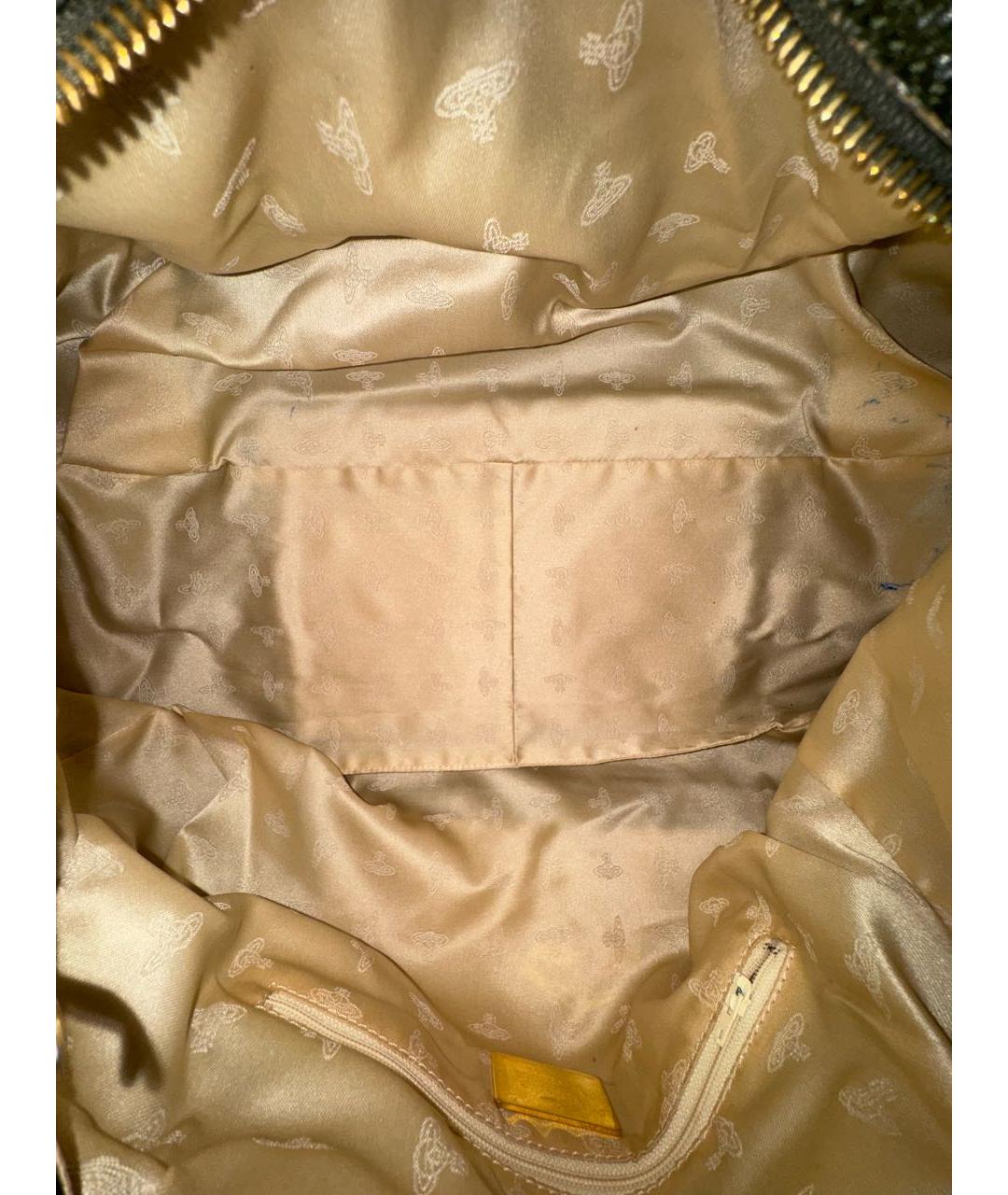 VIVIENNE WESTWOOD Зеленая тканевая сумка тоут, фото 5