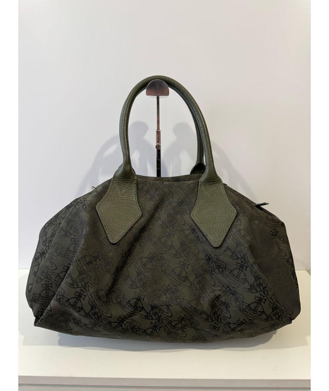 VIVIENNE WESTWOOD Зеленая тканевая сумка тоут, фото 2