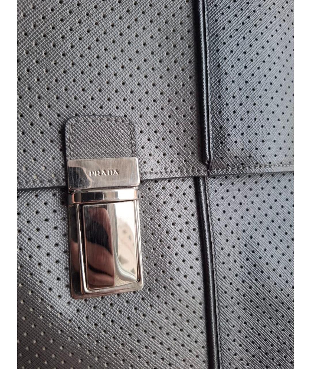 PRADA Серый кожаный портфель, фото 2