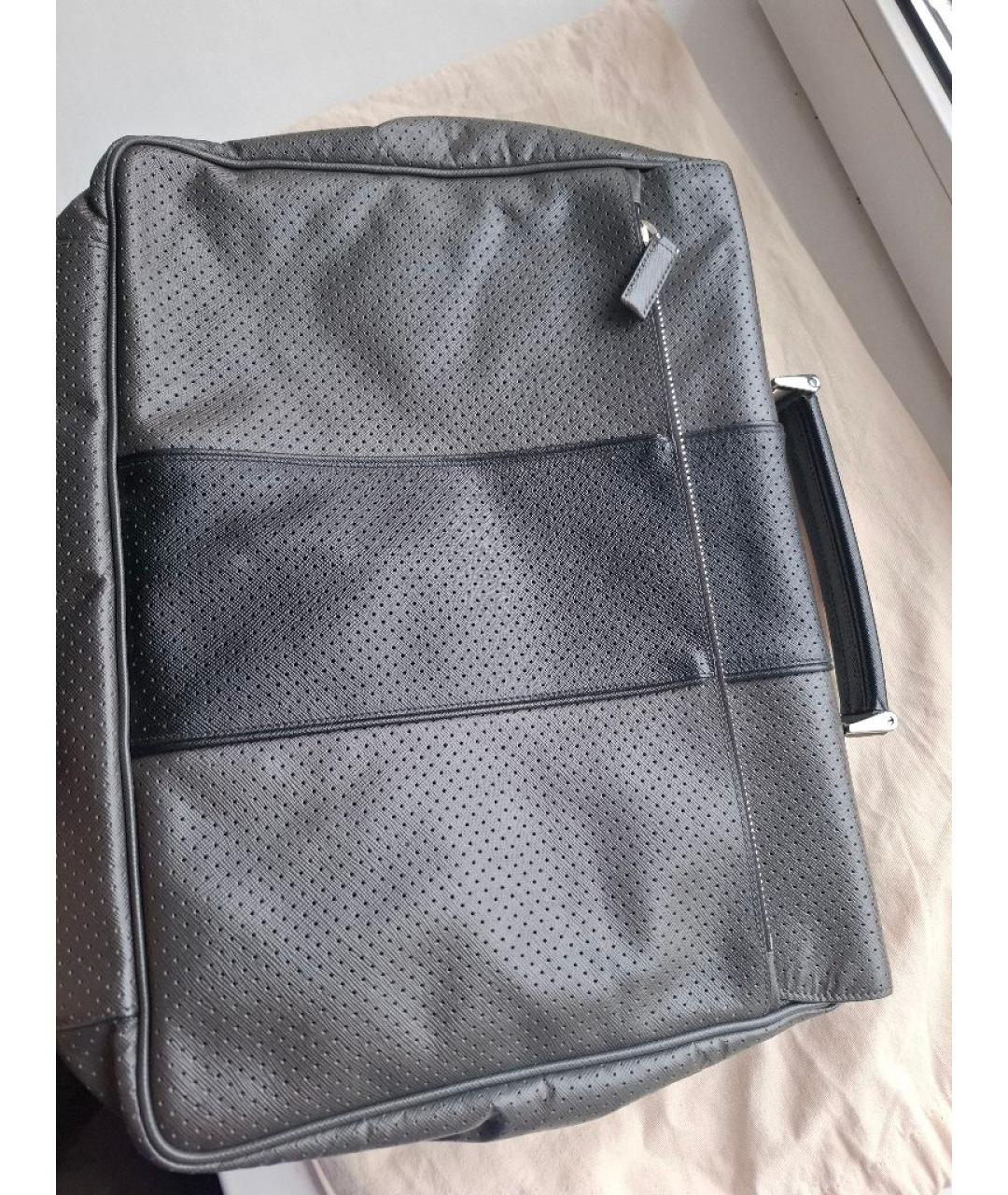 PRADA Серый кожаный портфель, фото 3