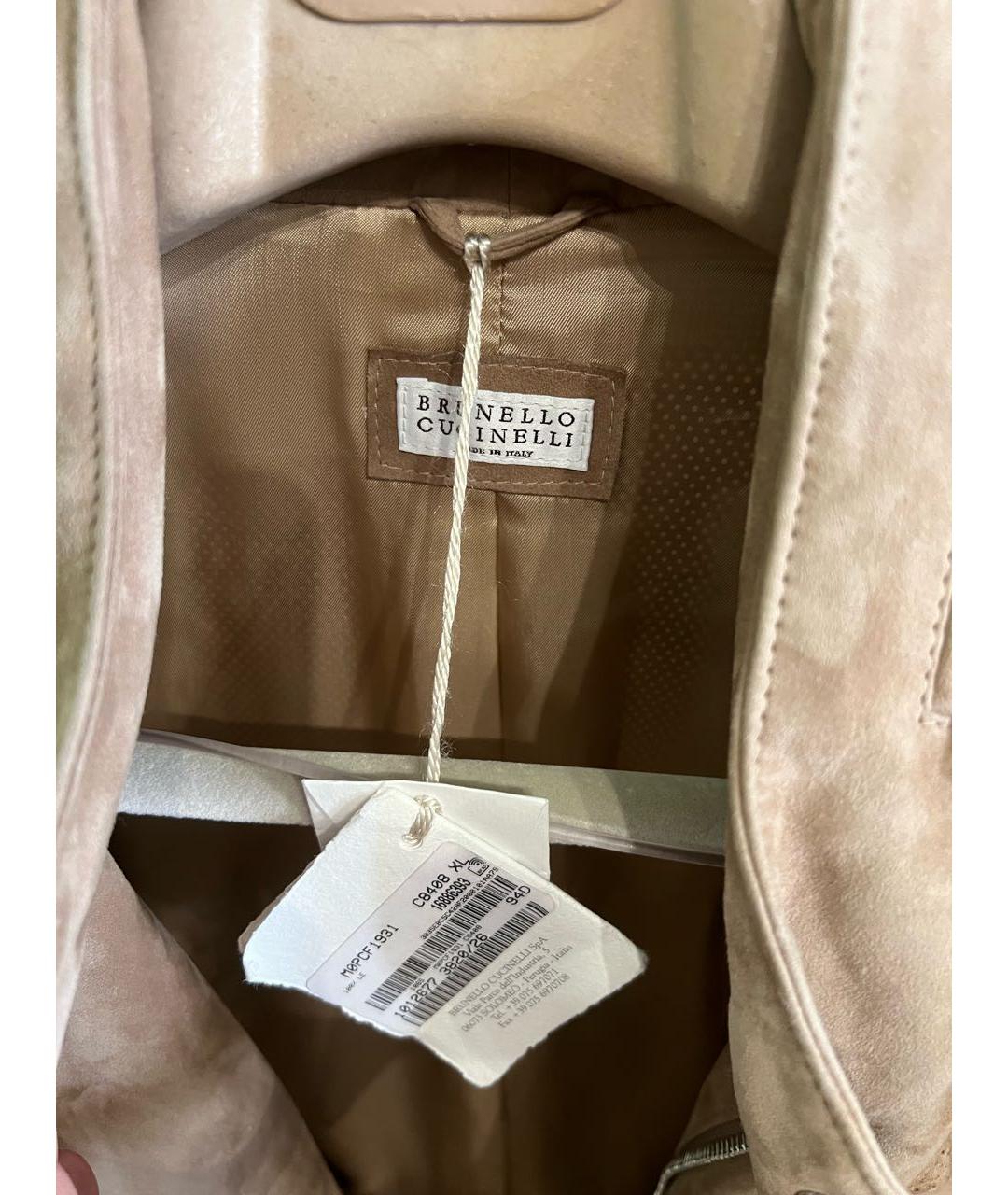 BRUNELLO CUCINELLI Бежевая замшевая куртка, фото 3