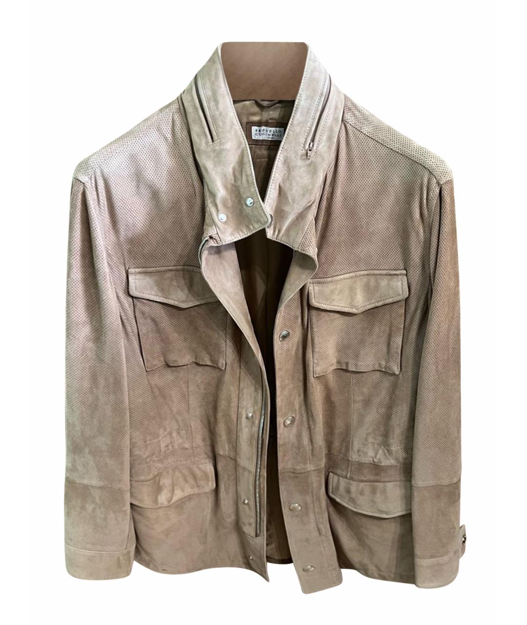 BRUNELLO CUCINELLI Бежевая замшевая куртка, фото 1