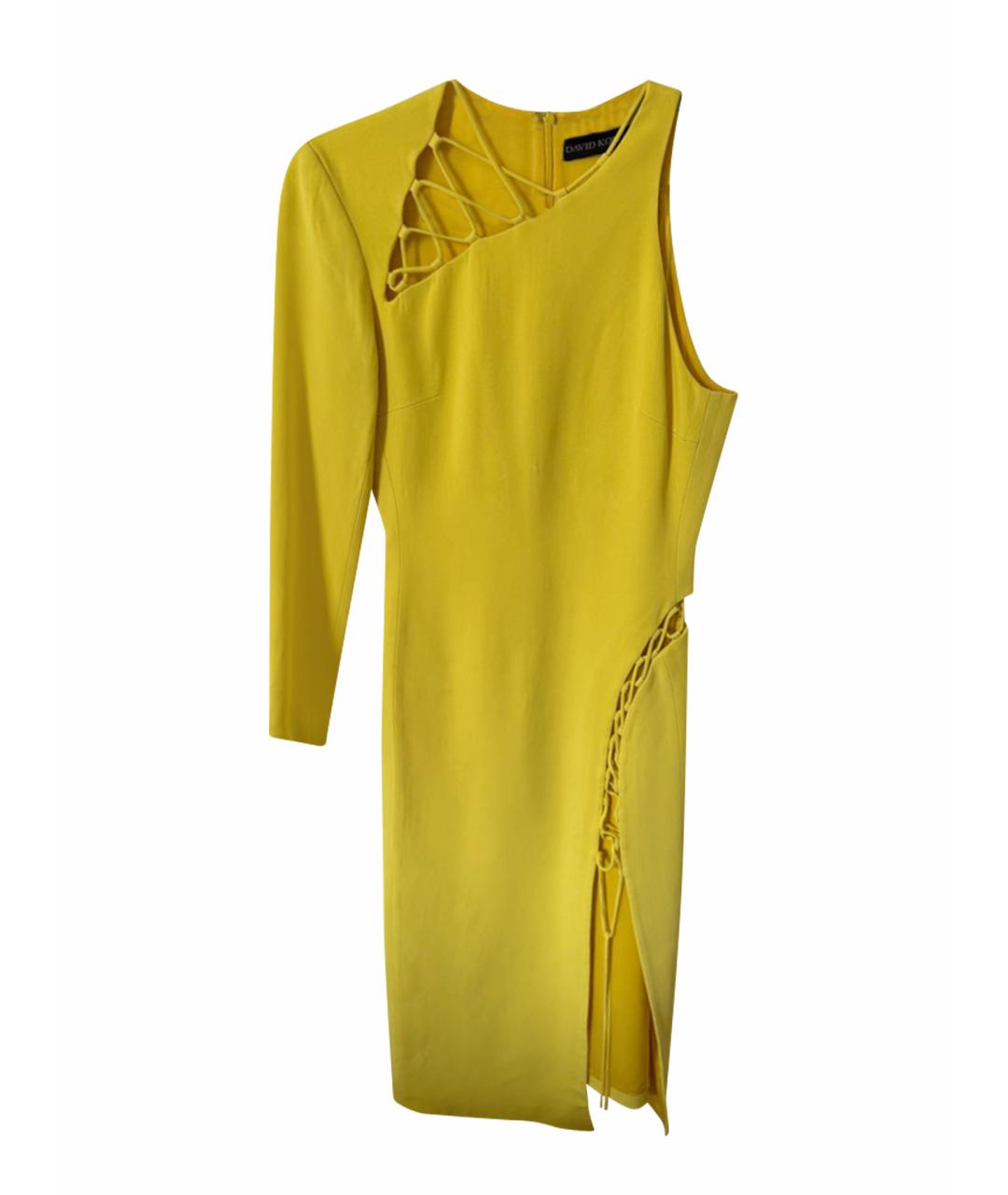 DAVID KOMA Желтое ацетатное коктейльное платье, фото 1