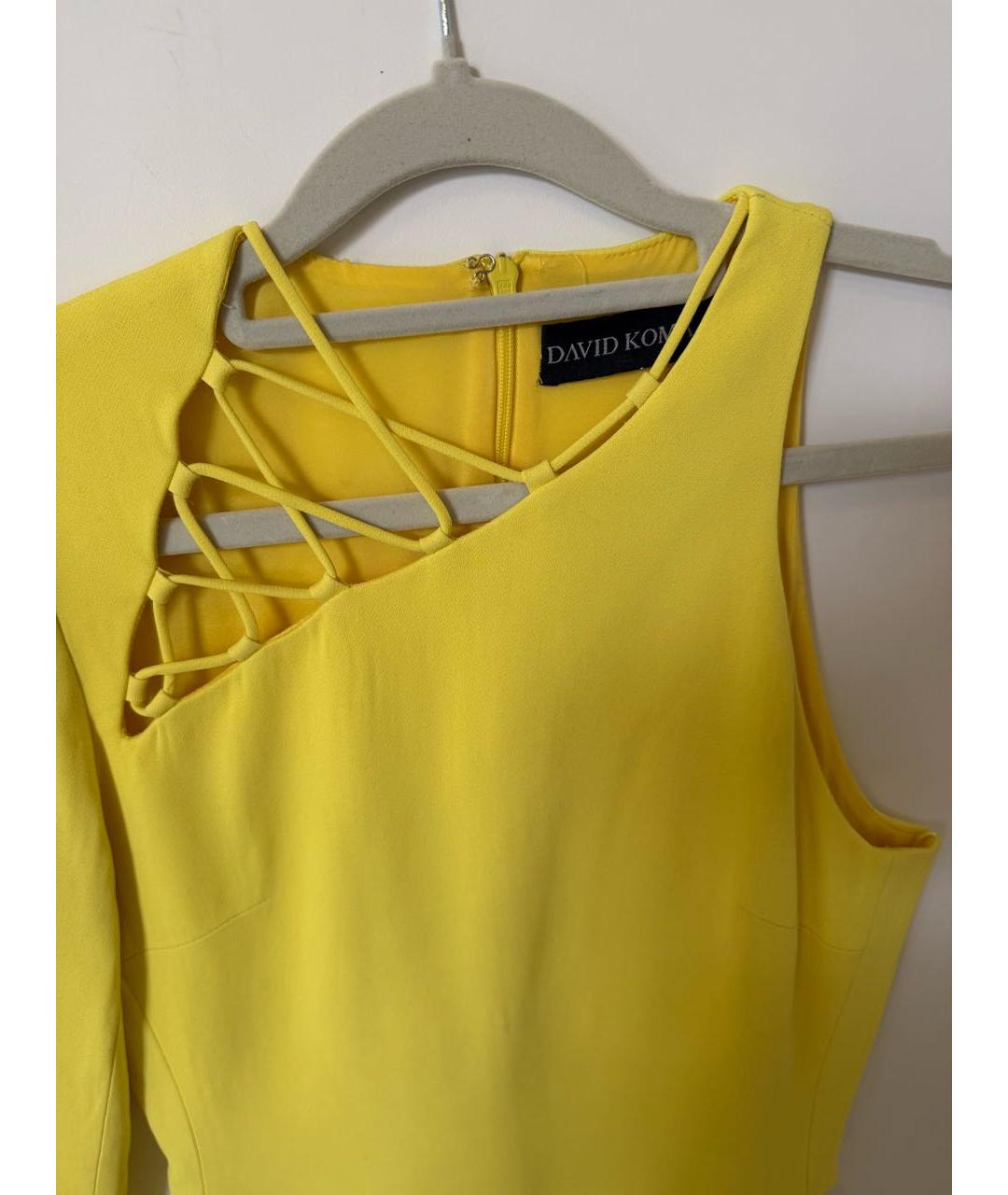 DAVID KOMA Желтое ацетатное коктейльное платье, фото 3
