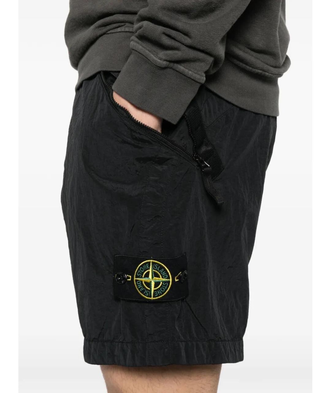 STONE ISLAND Черные полиамидовые шорты, фото 5