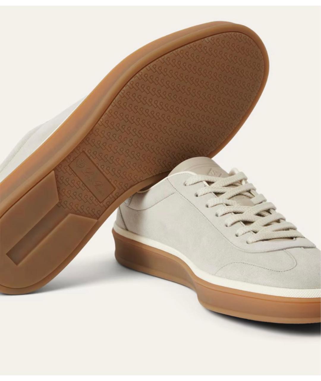 LORO PIANA Серые замшевые низкие кроссовки / кеды, фото 5