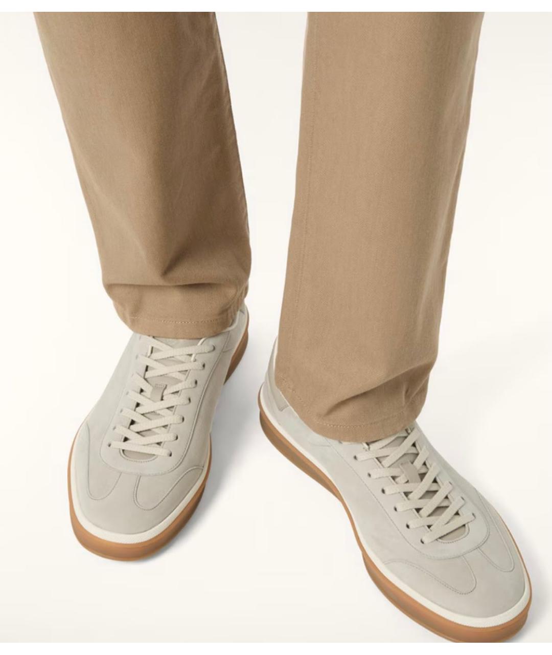 LORO PIANA Серые замшевые низкие кроссовки / кеды, фото 2